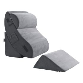 Wedge Pillow for Sleeping, 4 Pcs Adjustable Orthopedic Bed Wedge Set, Support Leg Neck Shoulder, Post Surgery Pillow for Back Pain, Acid Reflux